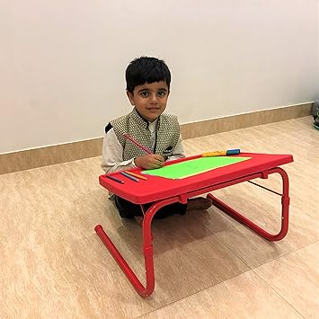 Gadget-Wagon Iron Multipurpose Foldable Table for Laptop Drawing, Study, Homework, Painting, Crafts, Reading, 50x35cm (Red)