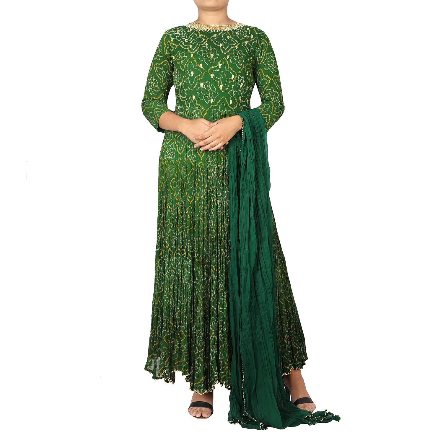 bandhej anarkali suit