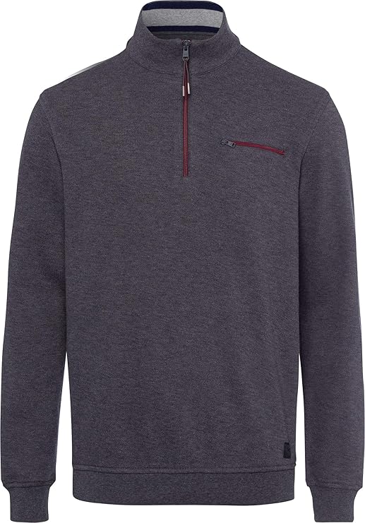 BRAX Herren Sweatshirt SION - Regular Fit Mit Reißverschlusstaschen