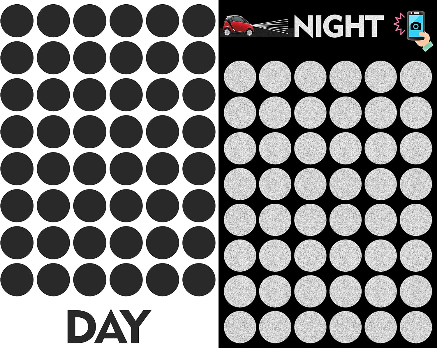 Biomar Labs Black Reflective Stickers Set - Self Adhesive Helmet Bike Car Decals, Waterproof and UV Resistant (48 Pieces D 62) - Image 3