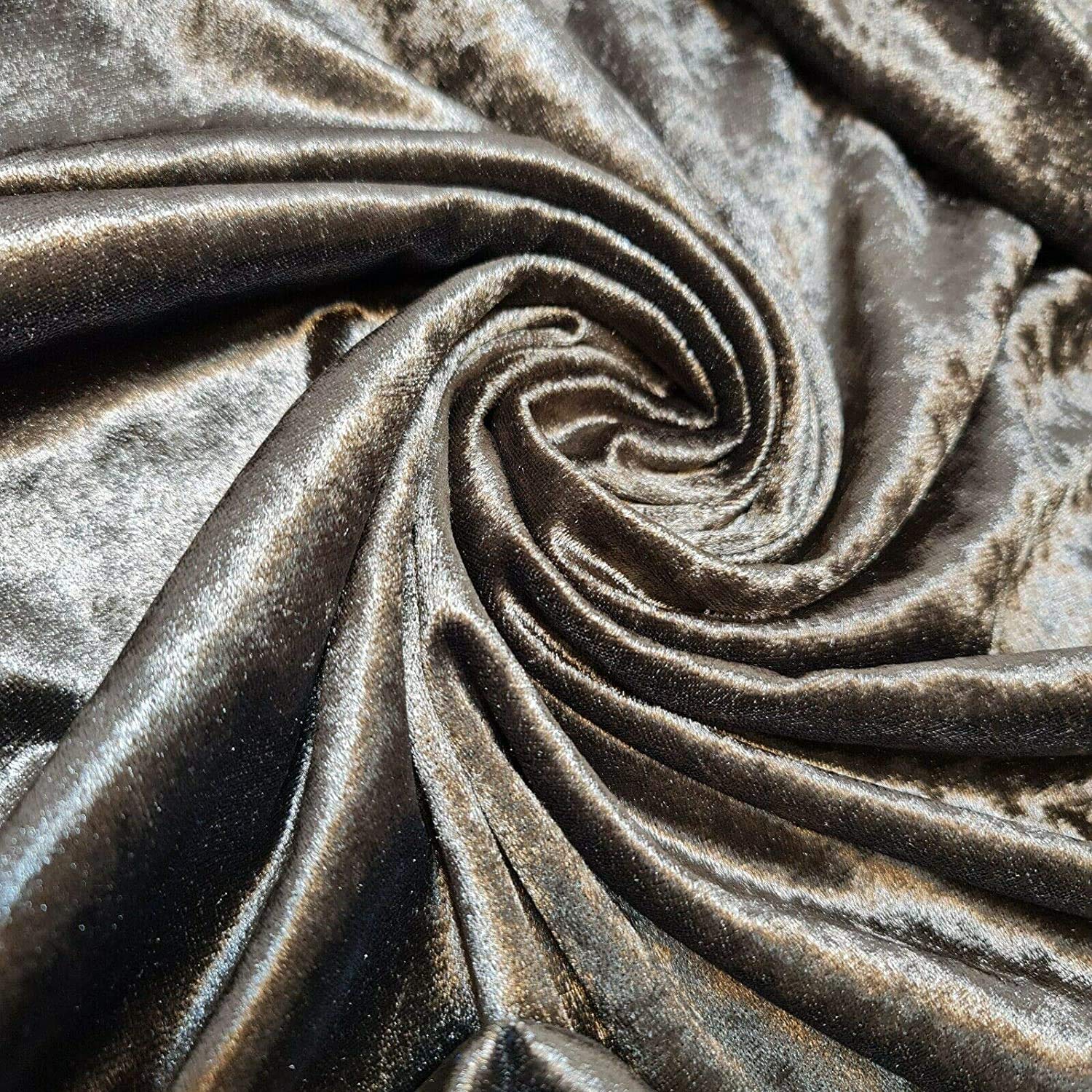 SH Plain Velvet Fabric Premium Crushed Stretch 60" (Dark Olive, 1.5 Meter)