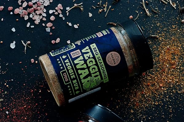 VEGGIE WAR BBQ VEGGIE RUB – 100% NATURAL VEGETABLE SEASONING – AMAZING BLEND OF SPICES FOR PERFECT VEGETABLE DISHES – LARGE JAR (170G)