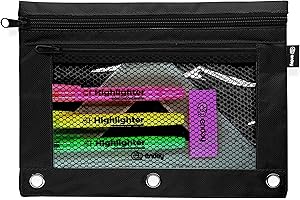 Enday Black Pencil Pouch For 3 Ring Binder, Zippered Binder Pencil Pouches, 3 Ring Pencil Pouch for Binder, Pencil Case for Binder, Large Pencil Bags for School, Home, and Office