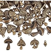 SUNNYCLUE 1 Box 64Pcs Mushroom Charms Mushrooms Charms Antique Bronze Cute Magic Plants Tiny Small Alloy Pendants for Jewelry Making DIY Necklace Earrings Bracelets Craft Supplies