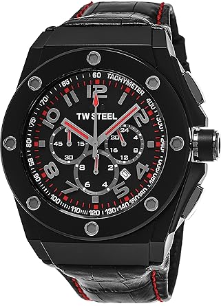 TW Steel TW Steel CEO Tech Large Round Stainless Steel Black Watch - Black Dial Date 24-Hour TW Steel Watch Mens...