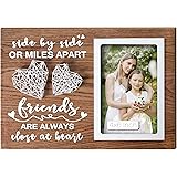 Buecasa Gifts for Best Friends Women Female BFF Sister - Wooden Friends Picture Frame 4x6 Inches with Handmade String Hearts