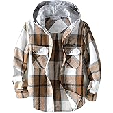 Aimehonpe Boys Girls Casual Flannel Plaid Hoodies Fall Fashion Button Down Shirts Long Sleeve Cute Lightweight Jacket Coats