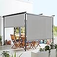 Windscreen4less 6'W x 6'L Exterior Roller Shade Outdoor Porch Roll Up Shade Blinds Privacy Screen for Deck Backyard Gazebo Pergola Balcony Patio Porch Carport, Light Grey