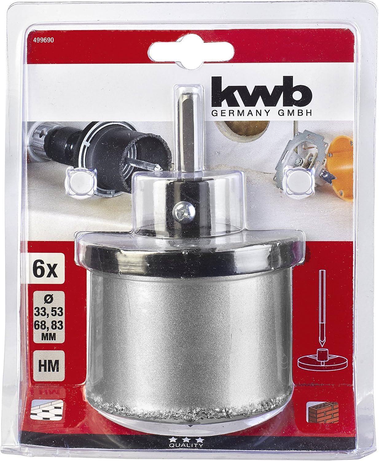kwb 6-Piece Hole Saw Set diameter 33, 53, 67 and 83 Mm with High Cutting Performance, Long Service Life, Large Cutting Depth - Image 4