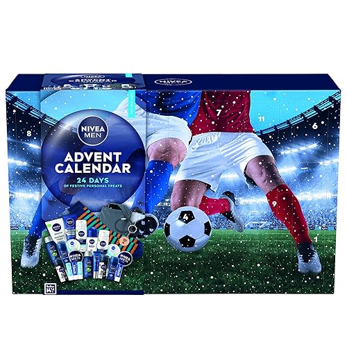 NIVEA MEN Advent Calendar 2025 Gift Set (24 Products) - Men Gift Set - Includes Men's Moisturiser, Face Wash, Shower Gel, Post Shave Balm, Lip Balms, Anti-Perspirants and More
