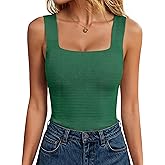 ANRABESS Tank Tops for Women 2026 Summer Square Neck Sleeveless Rib Knit Basic Slim Fit Shirts Casual Basic Workout Clothes