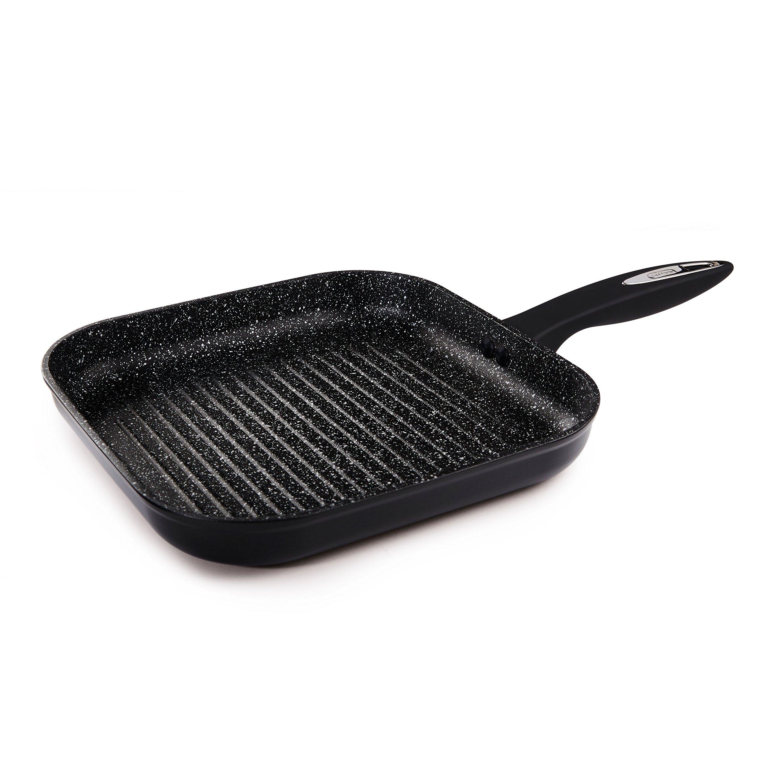 Zyliss E980067 Ultimate Non-Stick Grill Pan/Griddle Pan, 26cm/10in, forged Aluminium, Black, Rockpearl Plus Non-Stick Technology, Suitable for All Hobs Including Induction