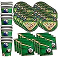 Billiards Party Supplies - Pool Table Plates and Napkins - Adult Birthday Supplies - Father's Day Tableware Set Includes Plates Napkins Cups - Kit for 16