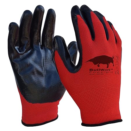 Original Bullwork PowerGrip Arbeitshandschuhe Gr.9 5er Set Latexbeschichtung EN388:4131