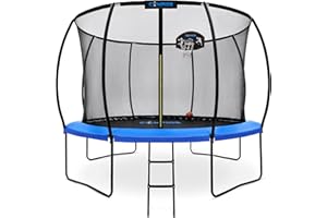 CAMPIOR Pumpkin Trampoline with Basketball Hoop & Inner Enclosure - Safe, Durable,Family Fun - Heavy Duty Galvanized Springs - Waterproof Padding - Stable Base - Outdoor Backyard Style