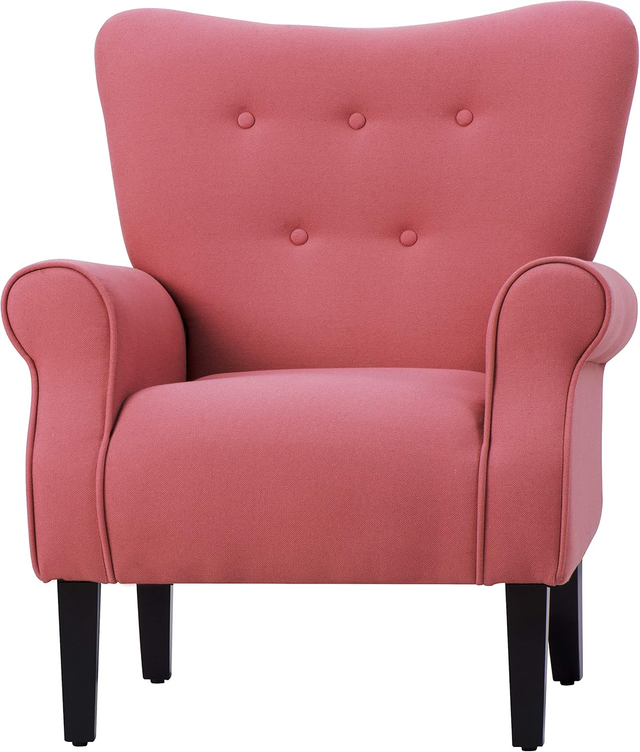 Merax Modern Upholstered Accent Chair Armchair for Bedroom, Living Room or Office, Linen, Including Thick Cushion and Wooden Legs, Brick: Furniture & Decor