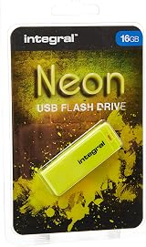 Integral TS-180564 Neon 2.0 USB Flash Drive 16GB Yellow PC Mac Compatible view 3