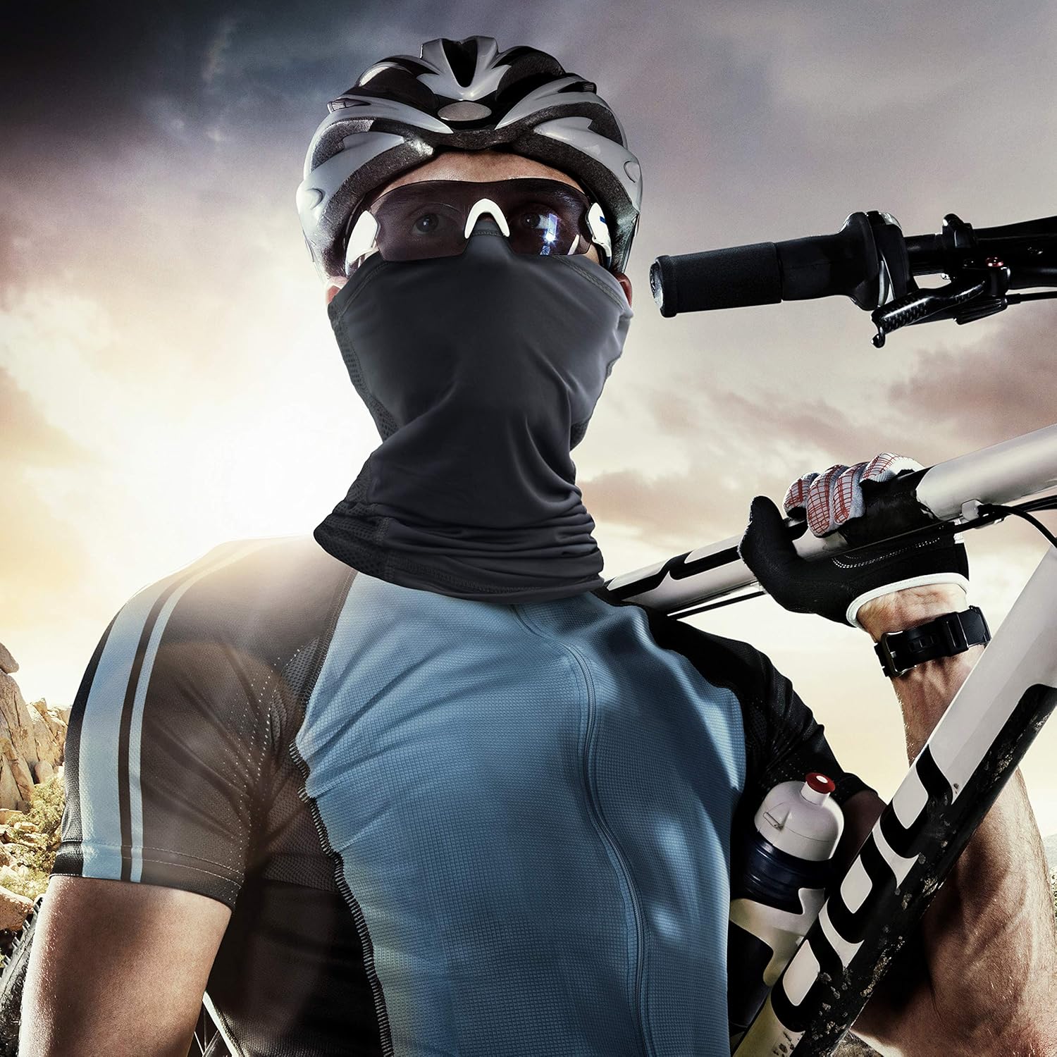 Cooling Neck Gaiter Drawstring, Breathable Fitness Face Cover Sun Dust Protection Lightweight Scarf Mask Summer Winter Bandana for Men Women for Fishing Hiking Skiing Cycling Running Sports Outdoor: Sports & Outdoors