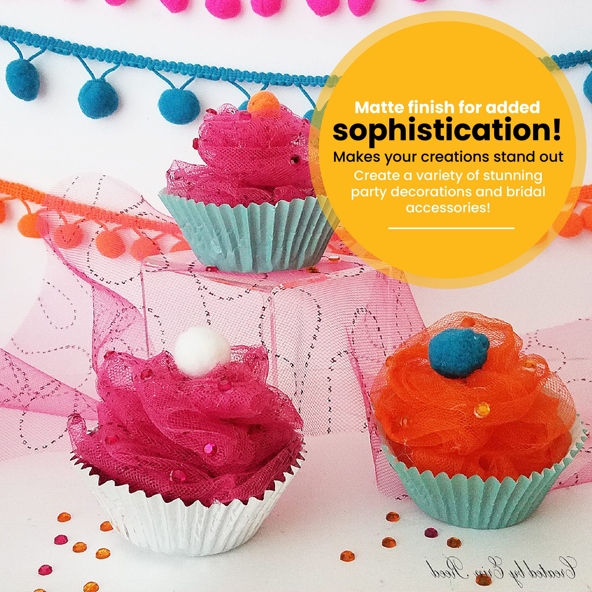 Expo International Decorative Matte Tulle, Roll/Spool of 6” X 100 Yards, Lightweight Polyester Tulle Fabric for Tutus, Costumes, and Party Decorations, Washable, Easy-to-Use, Red