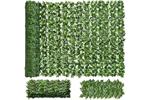 MOEPUT Faux Ivy Privacy Fence Screen 4PCS 20 x 20 Inch Artificial Faux Ivy Hedge Expandable Faux Privacy Fence Decoration for Wall Screen, Outdoor Garden, Wedding Decor (40x40 inches)
