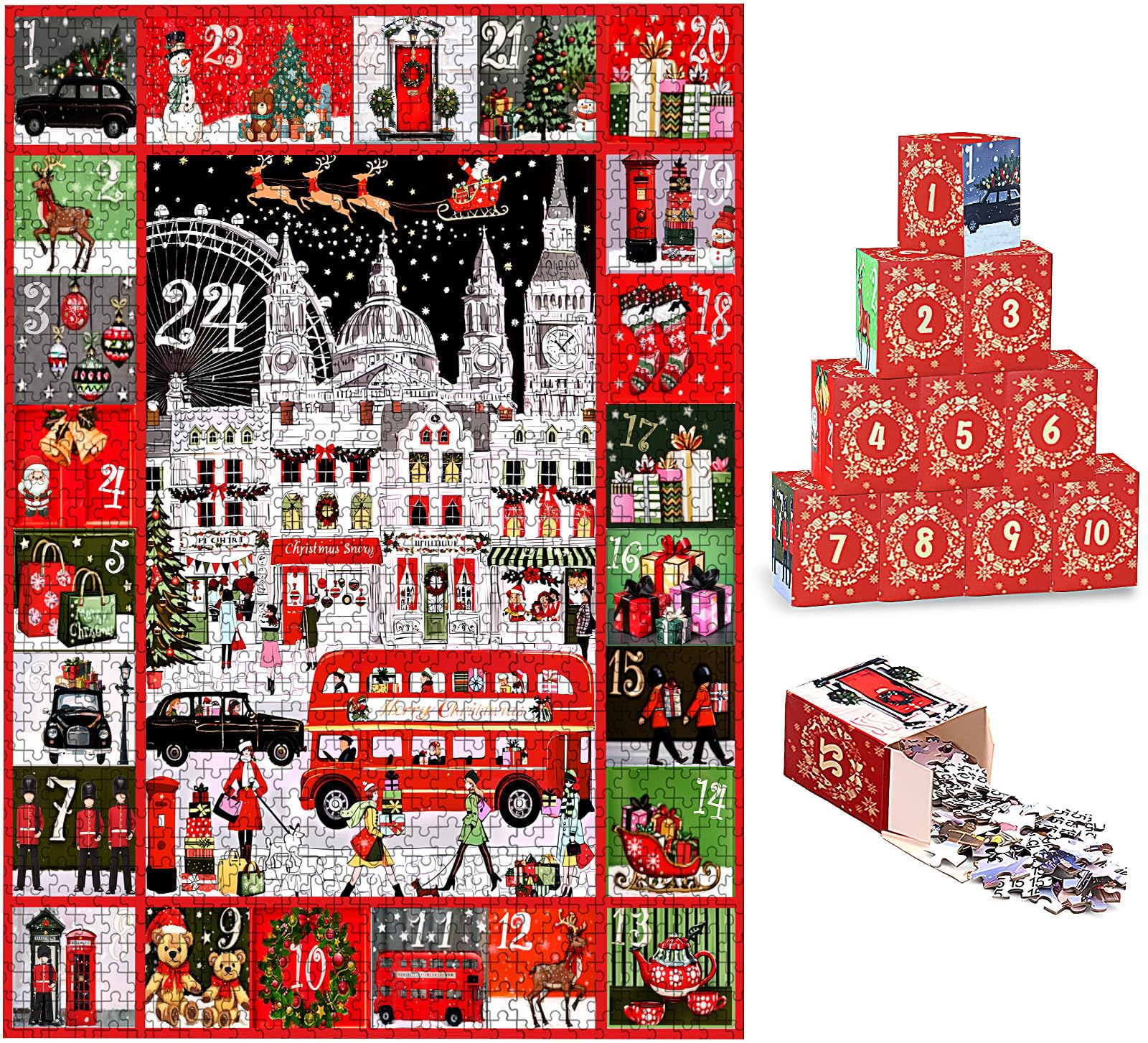 Advent Calendar 2025, Advent Calendar Jigsaw Puzzle 1008 Pcs, 24 Days Countdown Advent Calendar Puzzles, Funny Christmas Game Gift, Christmas Advent Puzzle Party Favors for Adults