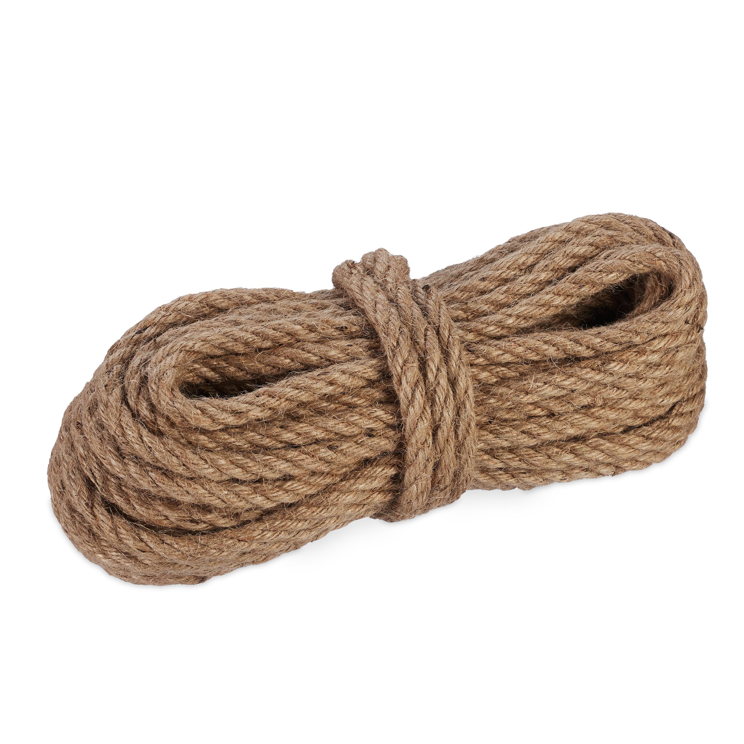 Relaxdays Natural Rope, Bundle, Jute, Plant, Twine, Handicraft, Garden Decorations, Hessian Thread, 8mm Thick, 40m Long, 33 x 14 x 10 cm