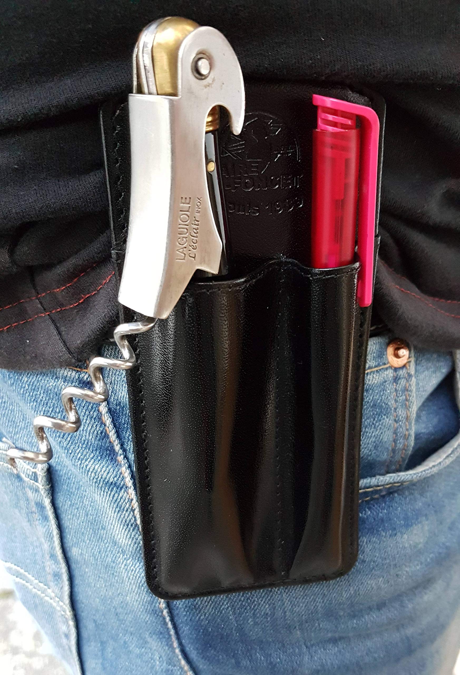 CLAIREFONCET Belt Case Corkscrew Bottle Opener / Pen or Holster