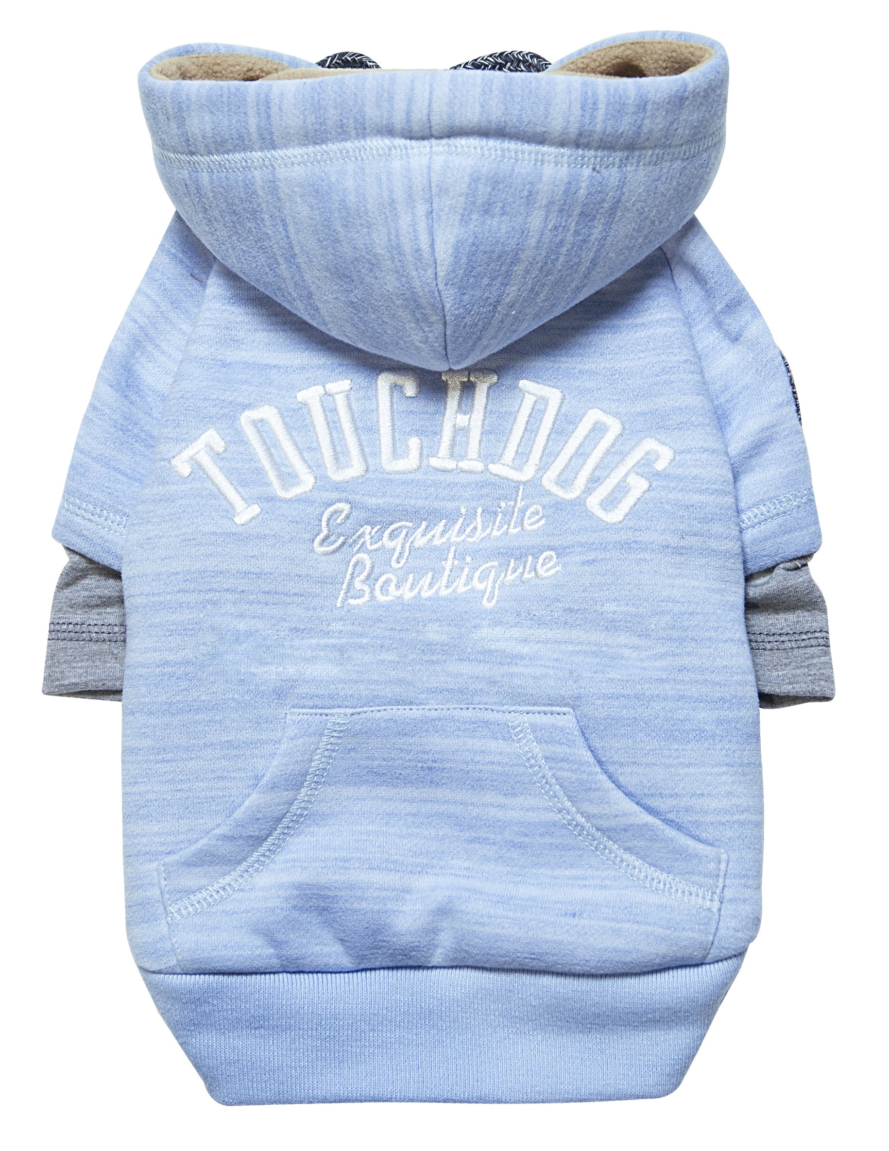 Touchdog Hampton Beach Designer Ultra Soft Sand Blasted Cotton Pet Dog Hoodie Sweater, X-Small, Blue