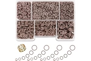 GMMA 1400 Pcs Mixed 6 Sizes/Box Jewelry Making Jump Rings, 4mm 6mm 5mm 7mm 8mm 10mm Jump Rings with 1Pcs Jump Ring Open/Close Tool for Keychains Necklace Repair and DIY Crafts Gifts (Red Copper)
