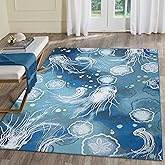 Liora Manne Marina Indoor/Outdoor Power Loomed Synthetic Blend Low Profile Area Rug - Contemporary Graphic Coastal Beach Colo