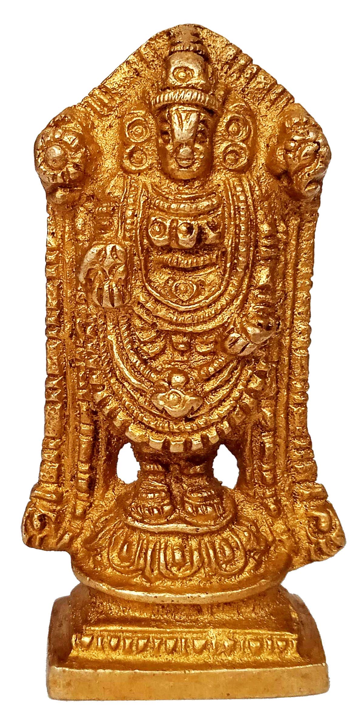 Purpledip Brass Statue Lord Tirupathi Venkateswara Balaji: Unique Collectible Gold Finish Statue (12265)
