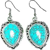 Turquoise reverse tear drop dangle earrings