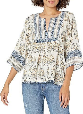 lucky brand mixed print top