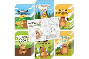 JAPBOR Groundhog Activity Coloring Book - 24PCS Mini Happy Groundhog Day Activities Color Books Bulk for Kids Party Favor, Animals Themed Small Colouring Pages for Birthday Gift Class Painting Game
