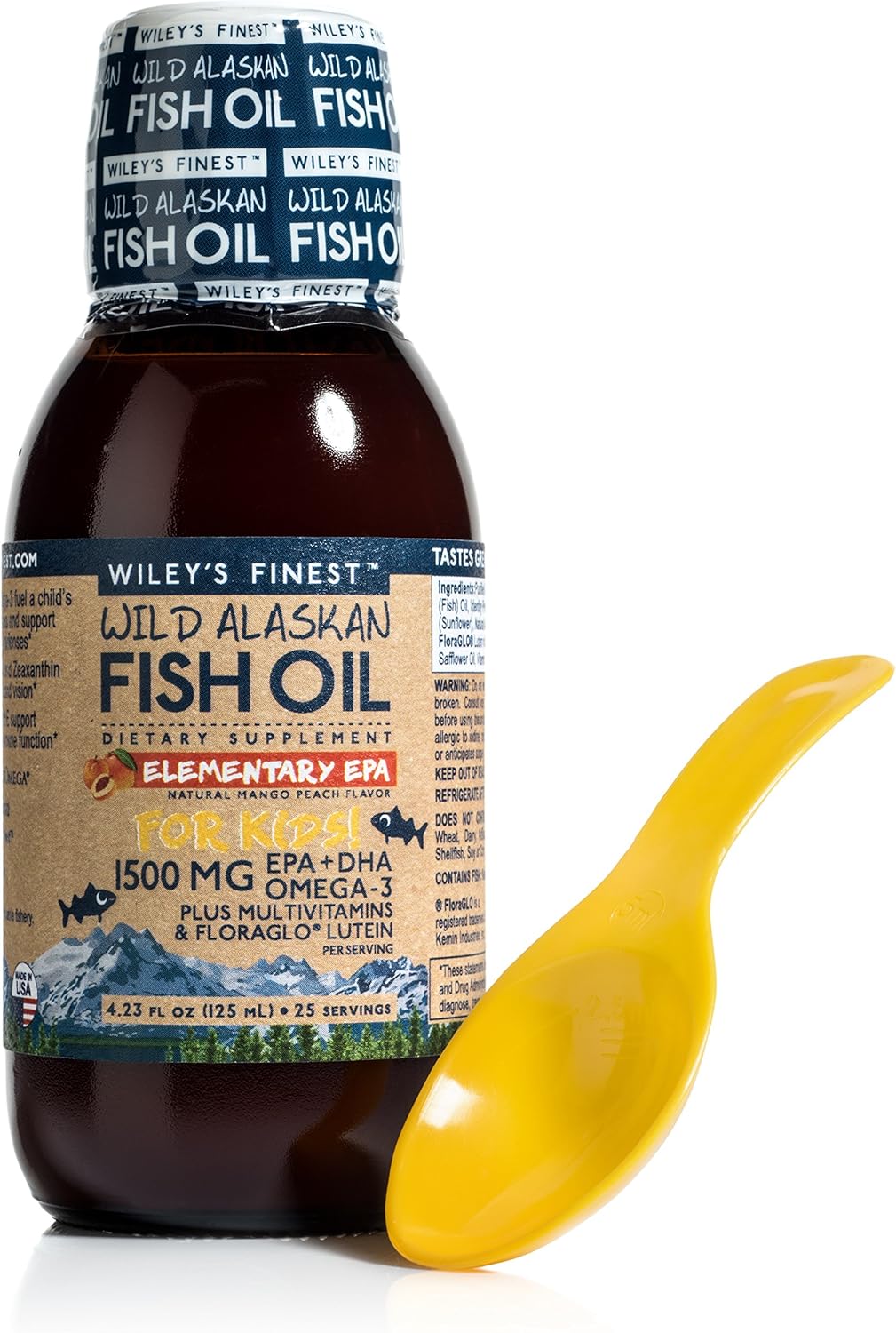 Wiley's Finest Wild Alaskan Fish Oil - Elementary EPA for Kids, 1500mg EPA + DHA Omega-3s, Wild-Caught Alaskan, 25 Servings