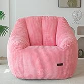 MAXYOYO Bean Bag Chair, Bean Bag Sofa with Filler, Cozy Living Room Chair for Adults and Kids, Stuffed Floor Sofa for Bedroom Dorm Reading, Pink