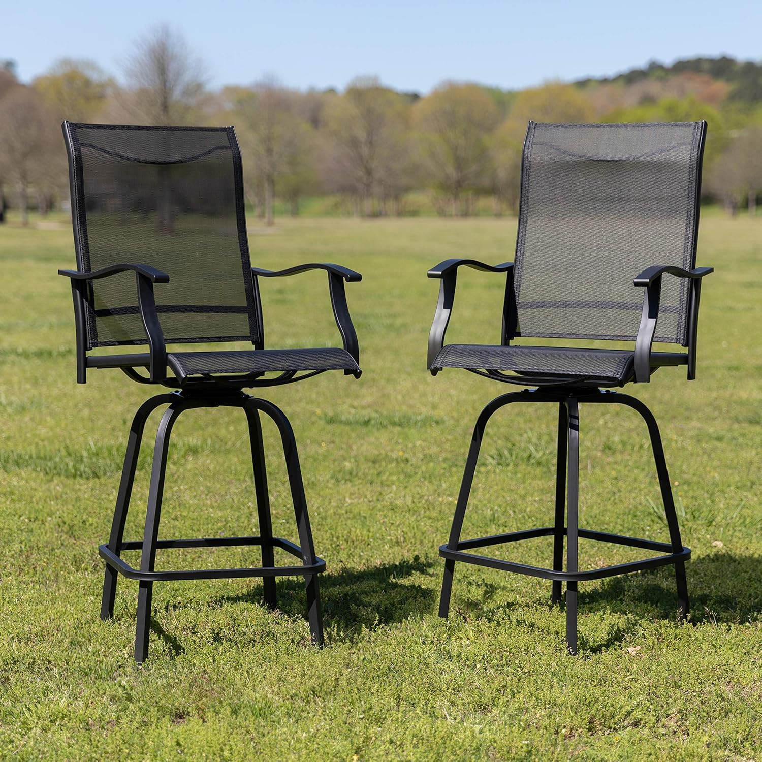 Flash Furniture 30" All-Weather Patio Swivel Outdoor Stools, Black, Set of 2: Garden & Outdoor