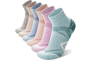 ANTSANG Merino Wool Quarter Ankle Hiking Running Socks Compression Thermal Thick Cushion Socks for Women Men 6 Pairs
