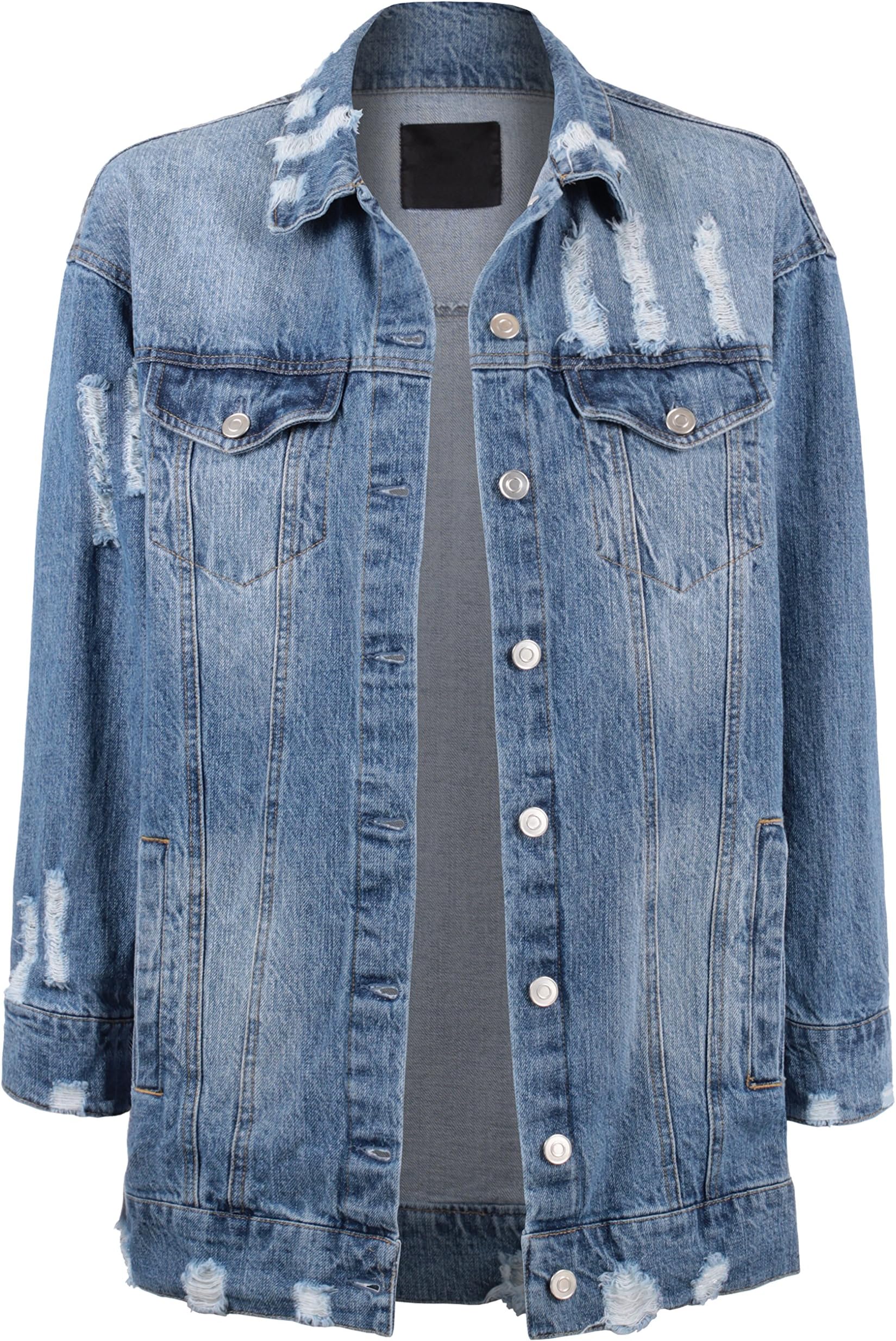 BEKDO Womens Classic Long Sleeve Button Up Slim Fit Denim Jacket