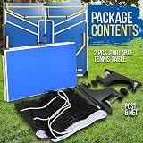 SereneLife Foldable Table Tennis Table Blue 2-Piece Net Clipper Post view 8