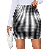 ZESICA Plaid Mini Skirt for Women 2026 Fall Winter High Waist A Line Bodycon Pencil Skirts Trendy