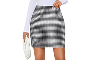 ZESICA Plaid Mini Skirt for Women 2025 Fall Winter High Waist A Line Bodycon Pencil Skirts Trendy