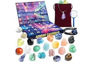 ZIZZ Advent Calendar 2024 Christmas - 24 Days Natural Rock Crystal Gemstone Christmas Countdown Calendar for Boys Girls Geology Stone Learning Collection Birthday Christmas Gift Toy for Kid Teen Adult