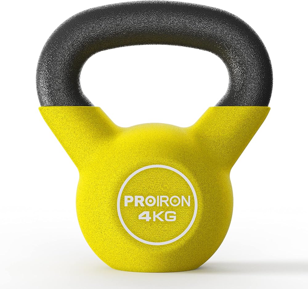 PROIRON 4kg Kettlebell Neoprene Coated Cast Iron Flat Bottom