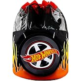 Hot Wheels Boys Bag, Drawstring Backpack For Summer, Boys Beach Bag, Official Merchandise, One Size Black