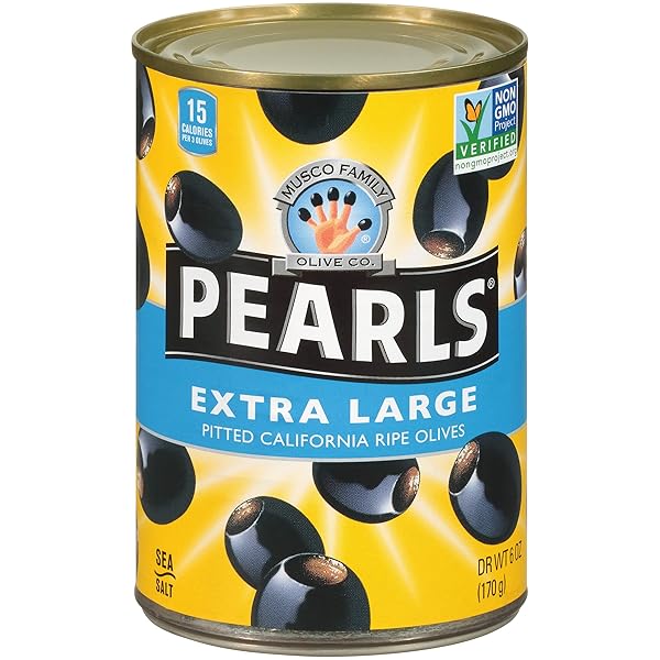 PEARLS 6 OZ. RIPE PITTED EXTRA-LARGE BLACK OLIVES,...
