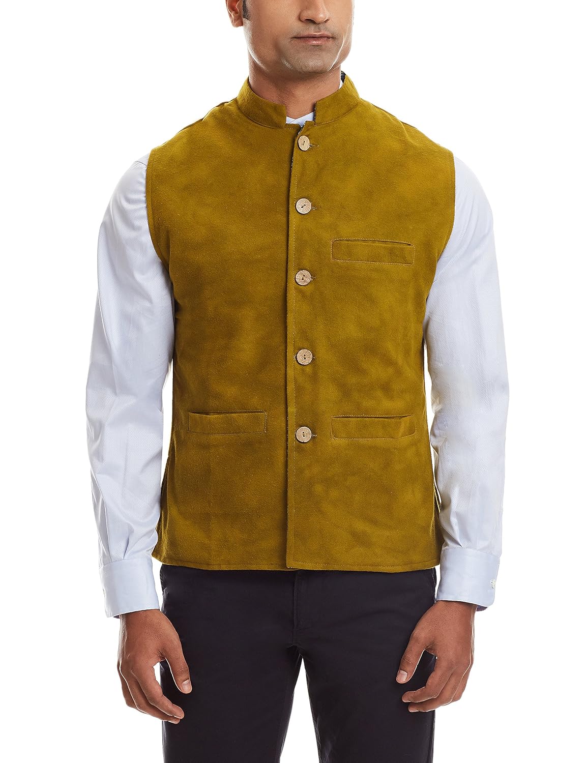 sobre estilo men's banded collar wool jacket