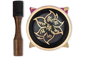 Bim-Bam-Bom Tibetan Singing Bowl – Hand Crafted Singing Bowls w/Mallet & Cushion, Meditation Bowl For Yoga and Holistic Healing, Stress Relief - Brass 4” Fire Flame Prayer Bowl