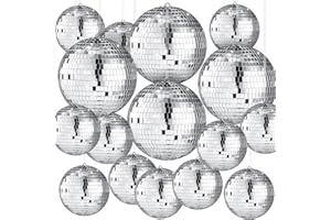 Libima 12 Pack Large Christmas Disco Ball Decoration Different Sizes Silver Mirror Hang Disco Ball Ornaments for Christmas Tree Birthday Wedding Holiday Party Favors Prom Props(6'', 4'')