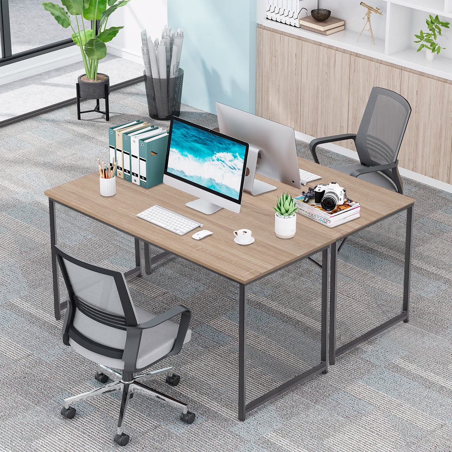 PayLessHere | 39 Inch Computer Desk | Nature | Office Desk With Metal ...